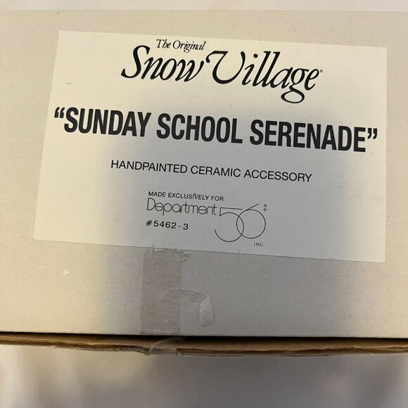 Department 56 Snow Village – Shady Oak Church (1994) w/ Trees and Carolers - Picture 9 of 15